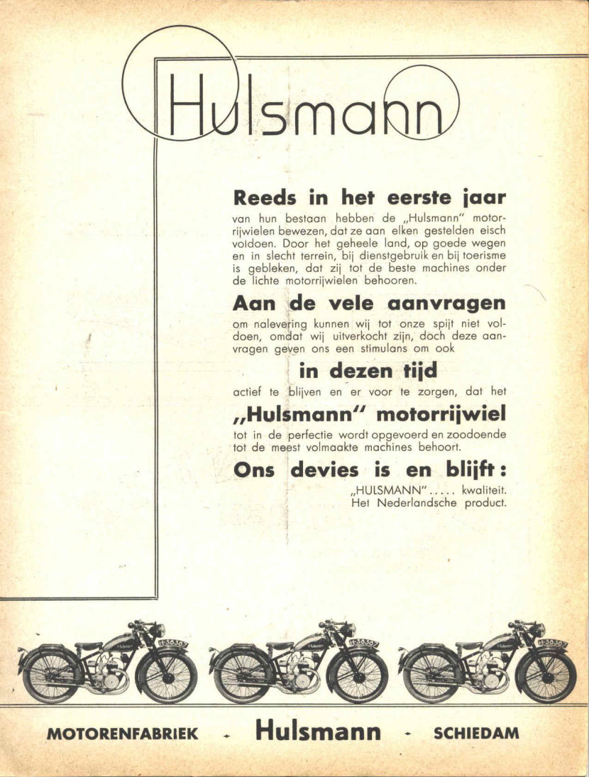 Hulsmann advertentie Motor 22-1941