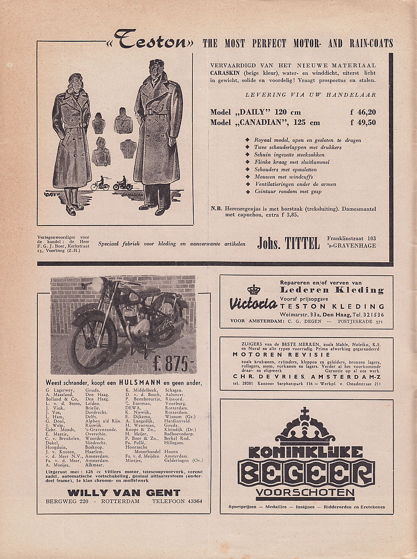 Hulsmann advertentie uit Weekblad Motor, nr. 1 1951