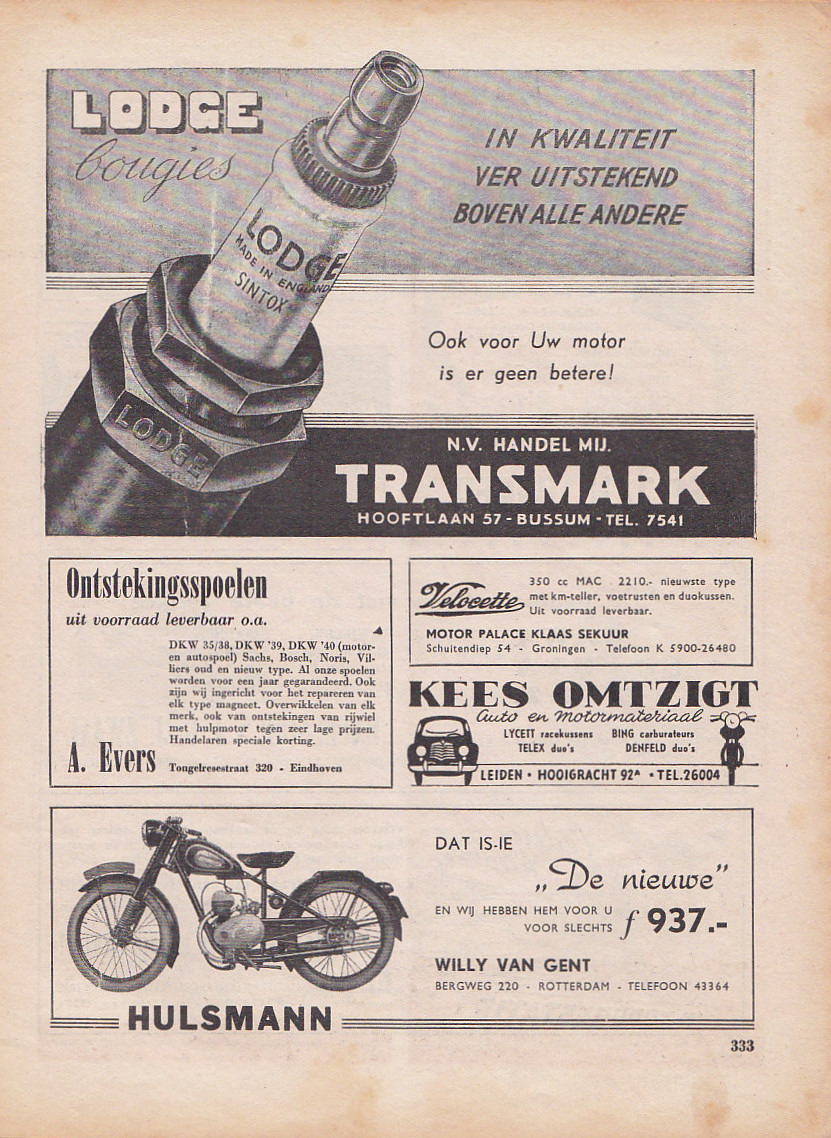 Hulsmann advertentie weekblad Motor nr. 12-1951