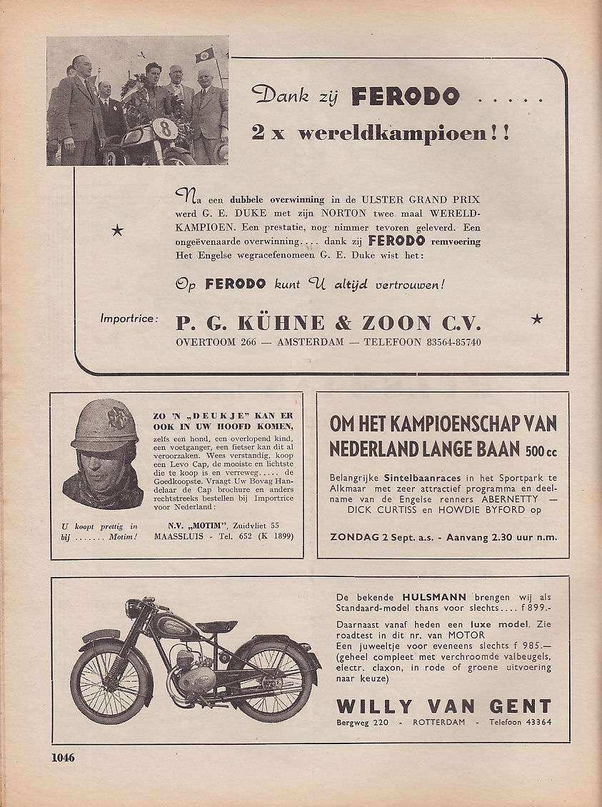 Hulsmann advertentie weekblad Motor nr. 35 1951