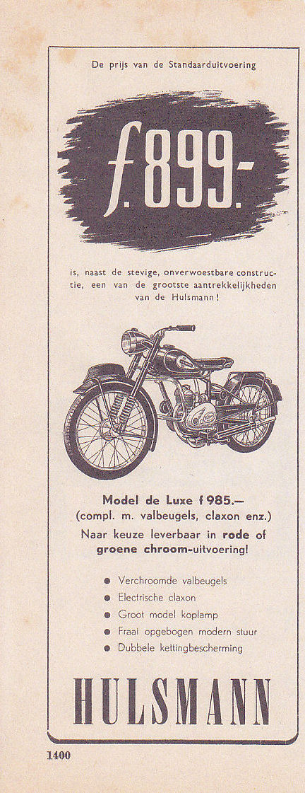 Hulsmann advertentie weekblad Motor 1951