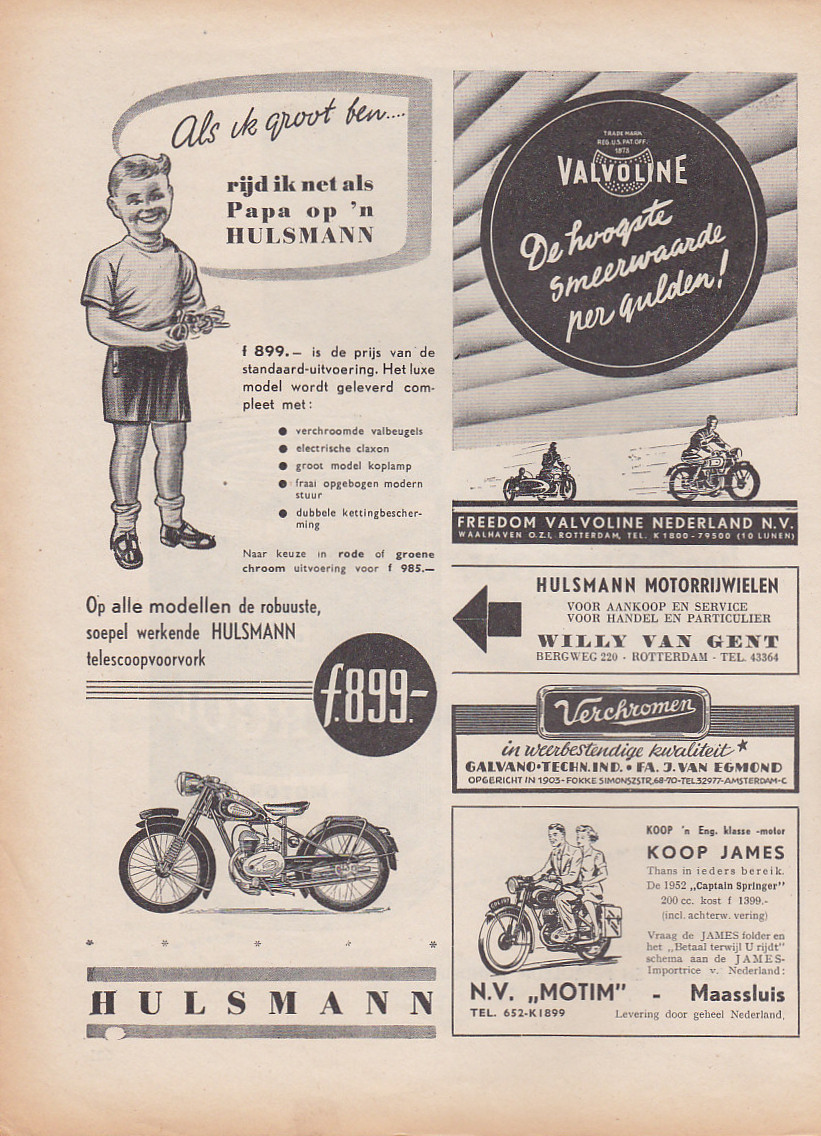 Hulsmann advertentie weekblad Motor nr. 23-1952