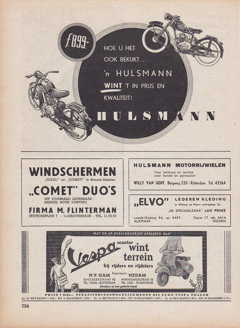Hulsmann advertentie weekblad Motor 1952