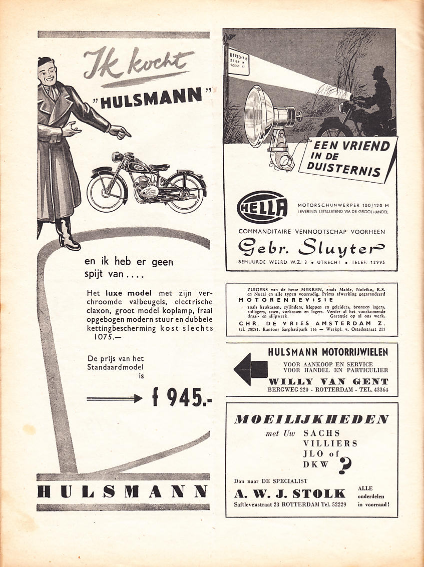 Hulsmann advertentie weekblad Motor 1952