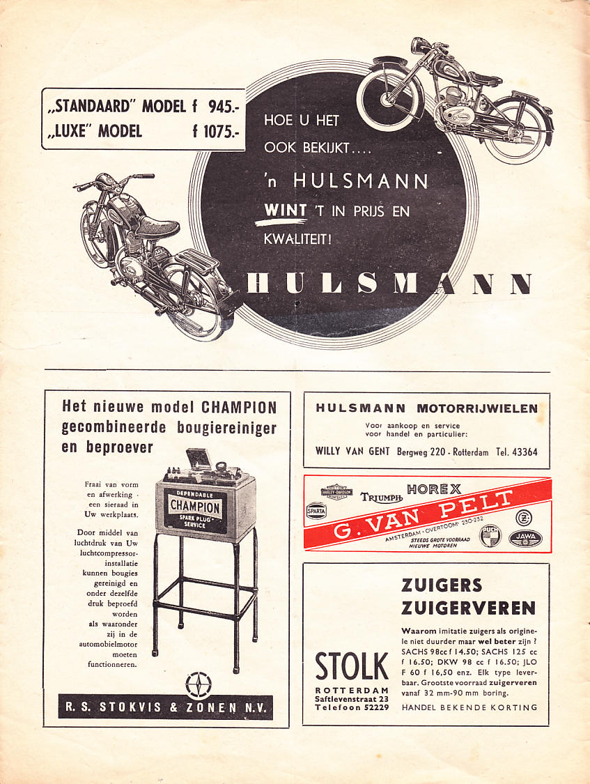 Hulsmann advertentie weekblad Motor 1952