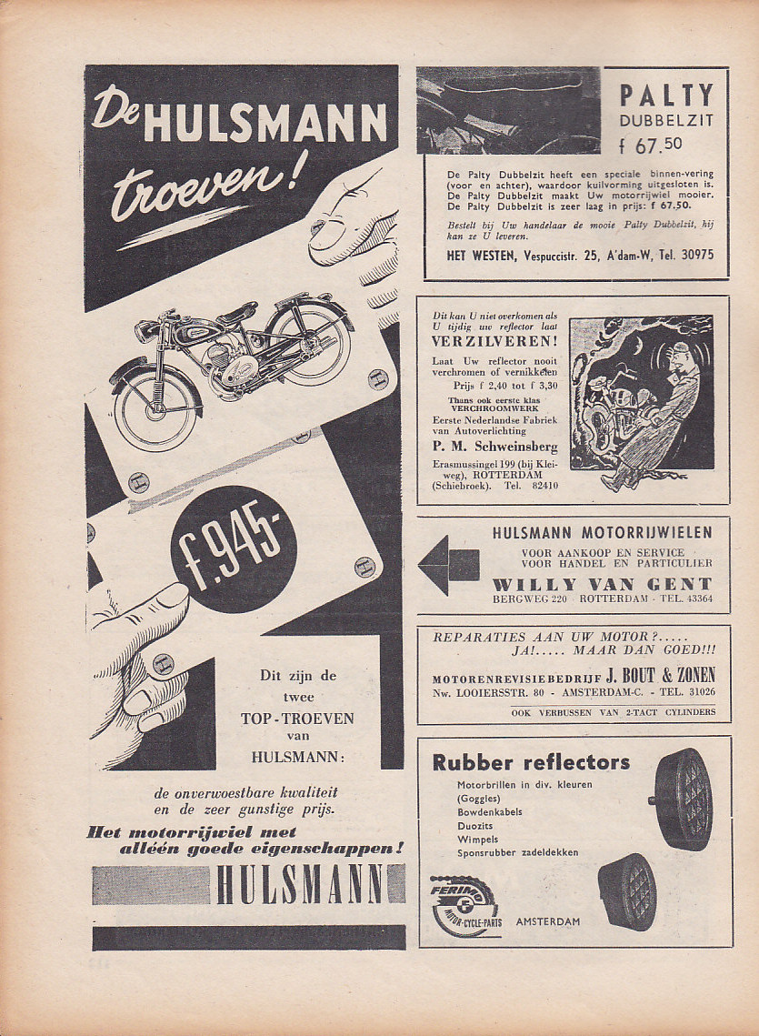 Hulsmann advertentie weekblad Motor nr. 5-1953