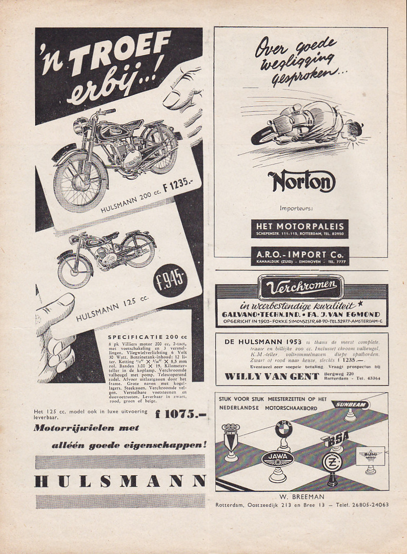 Hulsmann advertentie weekblad Motor nr. 40-1953