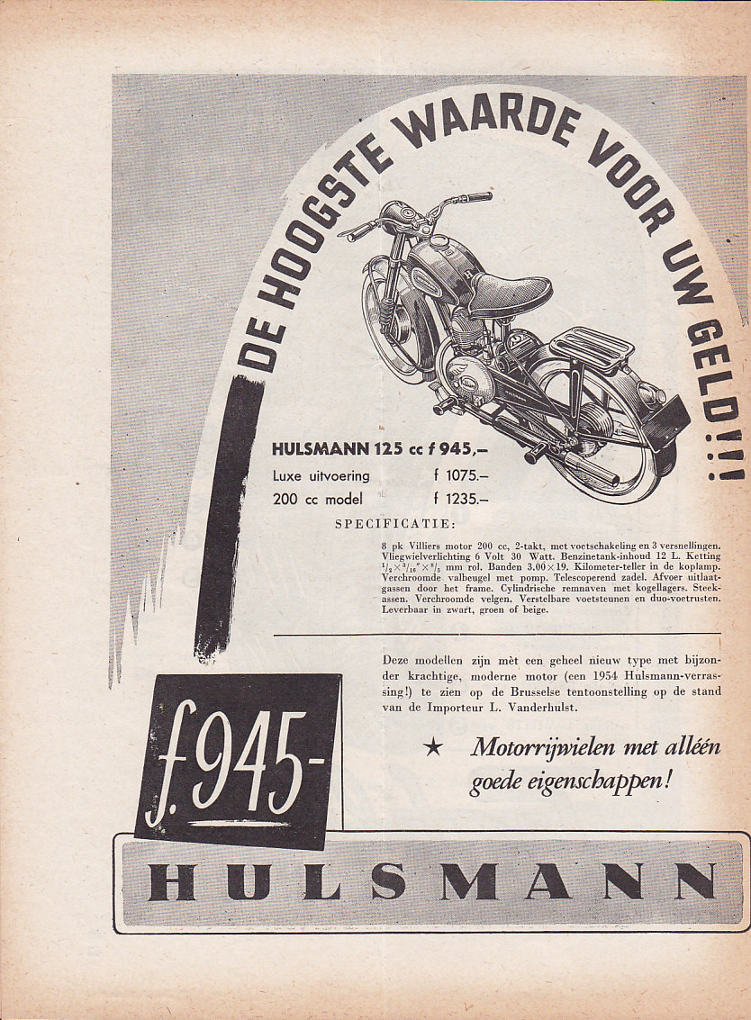 Hulsmann advertentie weekblad Motor nr. 3-1954
