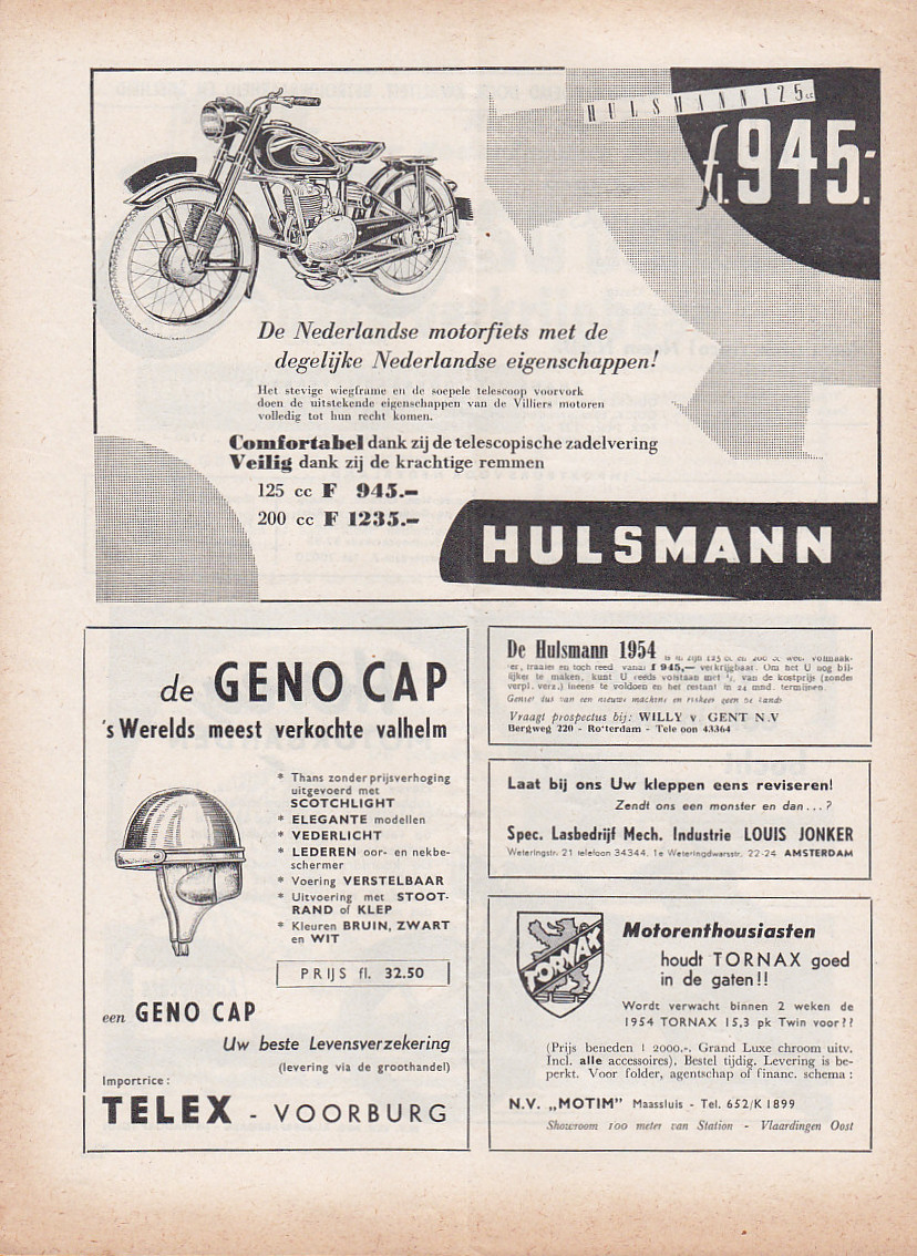 Hulsmann advertentie weekblad Motor nr. 6-1954