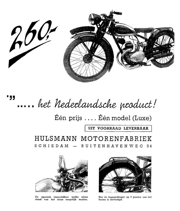 Hulsmann advertentie eind 1939