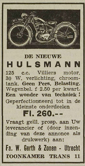 Hulsmann advertentie Utrecht Nieuwsblad 1940