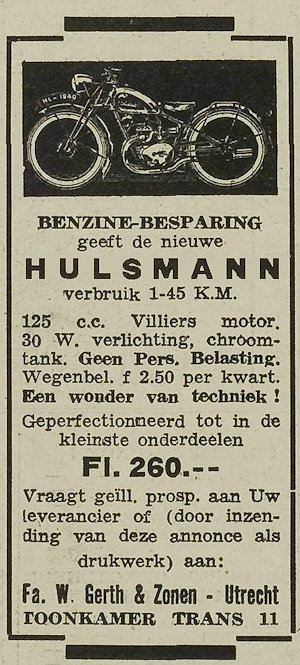 Hulsmann advertentie Utrecht Nieuwsblad 1940