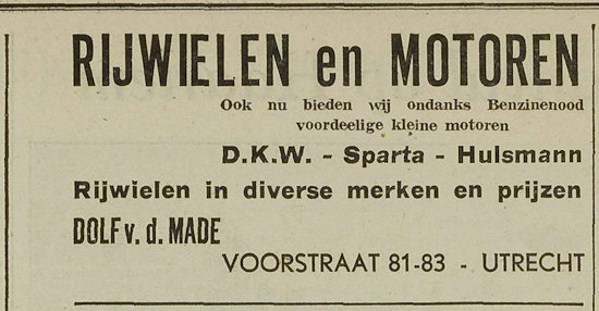 Hulsmann advertentie Utrecht Nieuwsblad 1940