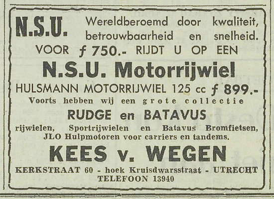 Hulsmann advertentie Utrechts Nieuwsblad 21-04-1952