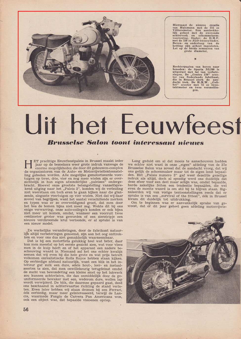 Motorkampioen nr. 4 1954, Hulsmann protoype op Salon Brussel