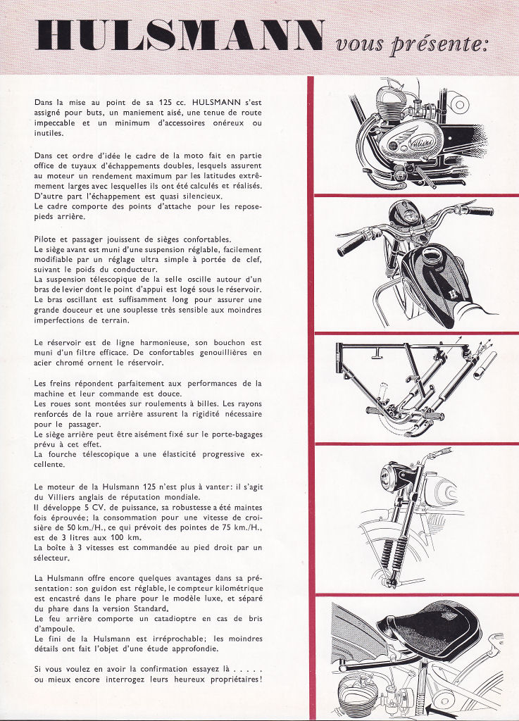 Franstalige folder Hulsmann 215cc - 1952