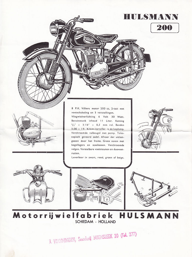 Folder Hulsmann 200cc - 1953 - Nederlands