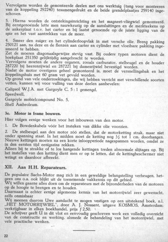 Onderhoudsboekje Sachs 74cc 1932