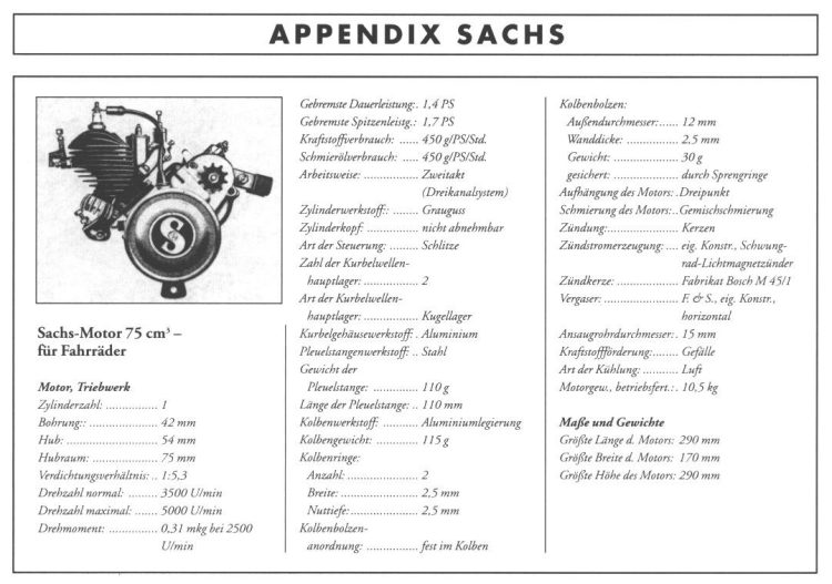 Technische gegevens Sachs 74/98cc