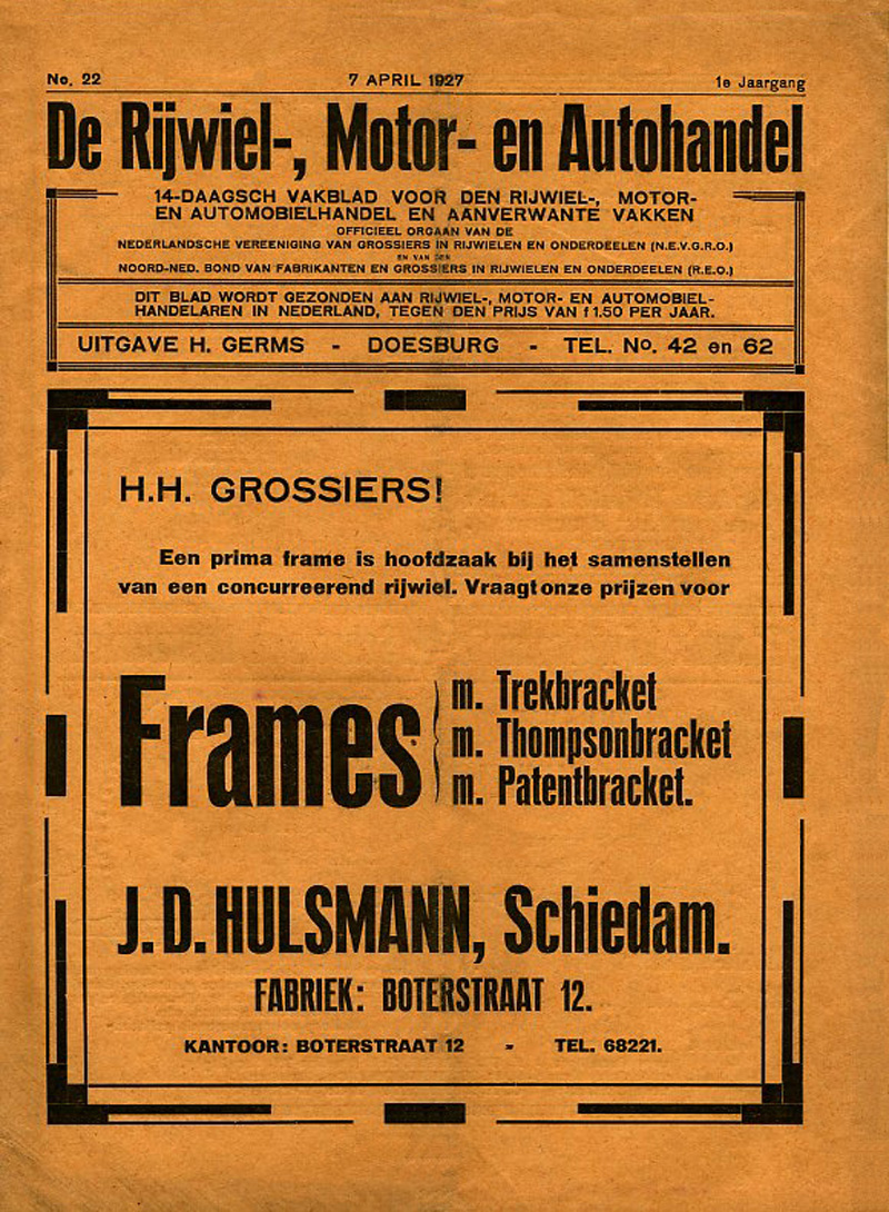 Advertentie Hulsmann patent bracket