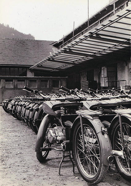 Stock of Imme motorcycles at the factory