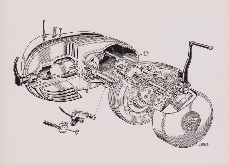 Imme R100 engine - ghost/exploded view