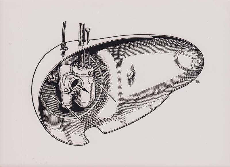 Imme R100 engine - right motor cover with carburettor