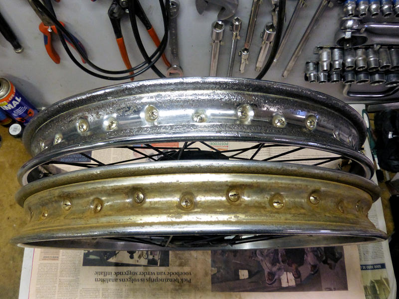 Imme chromed rims before and after refurbishement