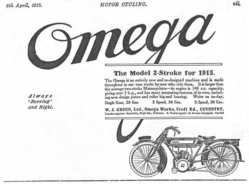 Omega Advertisement Motorcycling 1915