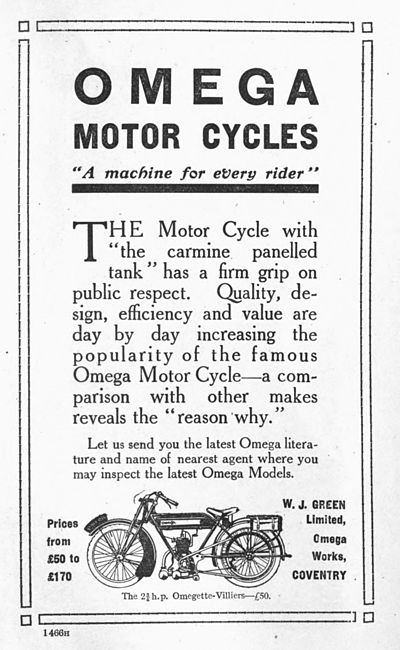 Omega advertisment - 1921