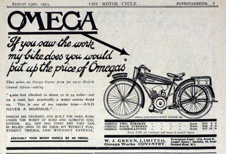 English Omega advertisement - 1923