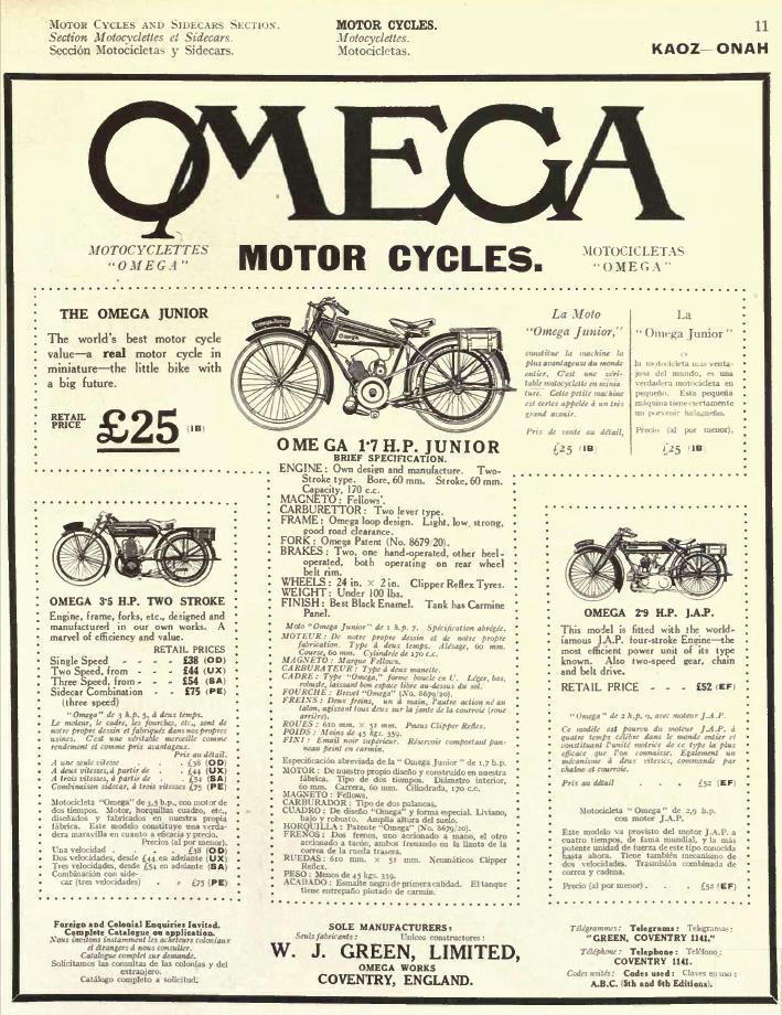 English Omega advertisement - 1923