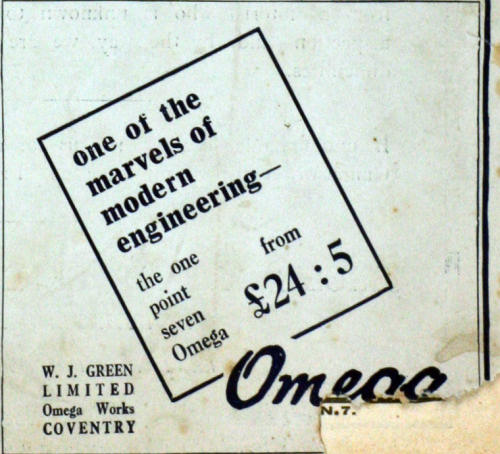 English Omega advertisment - 1924