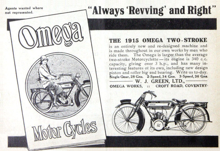 Omega Advertisement Motorcycling 1915