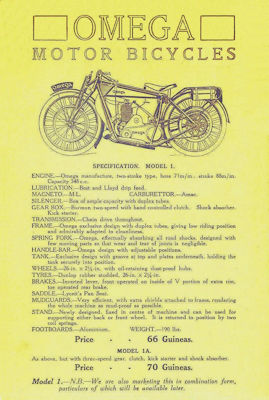 Front of the Omega catalogue of 1922