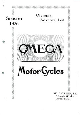 Front of the Omega catalogue of 1926