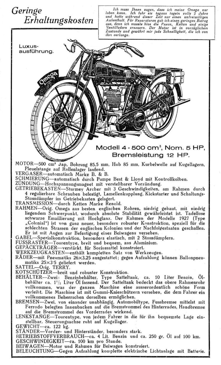 Austrian Omega Catalog ±1927