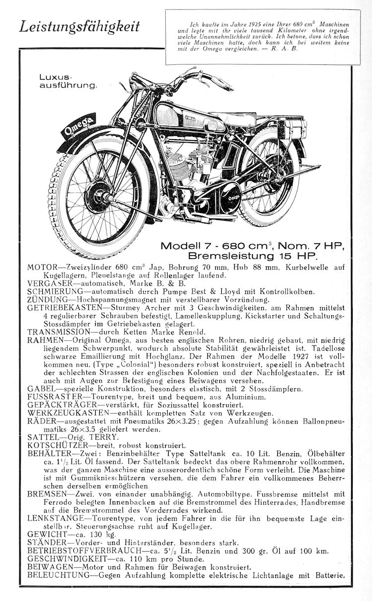 Austrian Omega Catalog ±1927