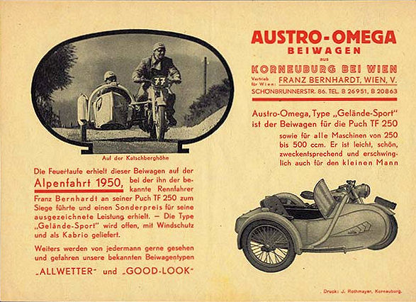 Austro-Omega sidecar brochure