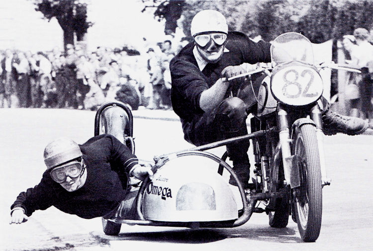 Norton racing motorcycle with Austro-Omega sidecar - 1953