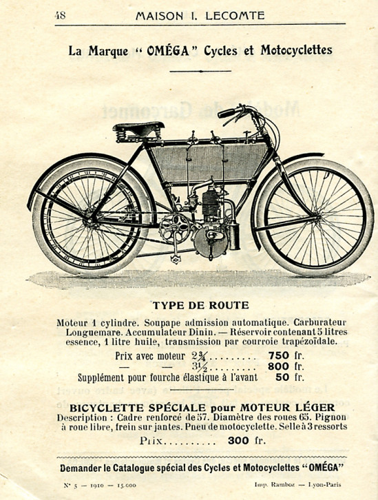 Omega motorcycle - France 1910