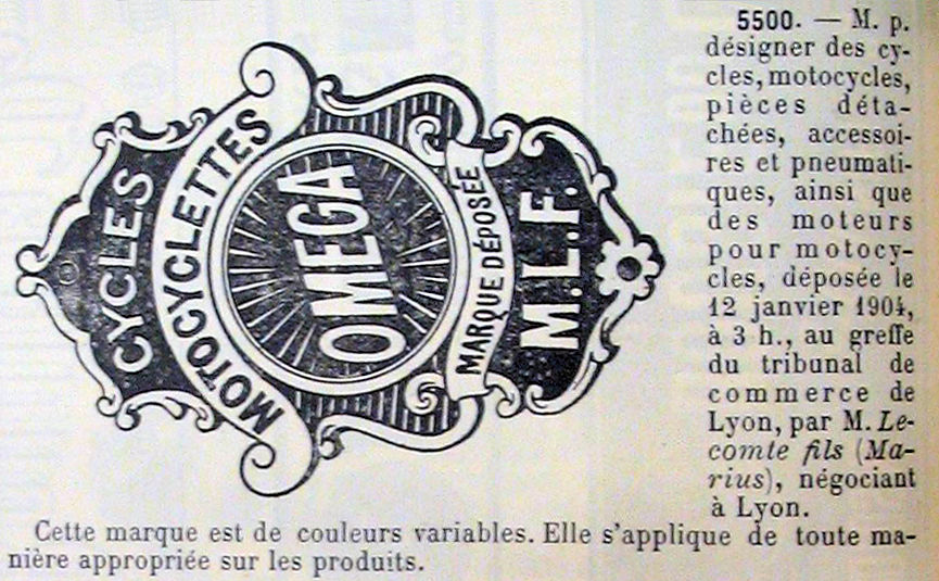 Brand register deposit Omega - France 1904