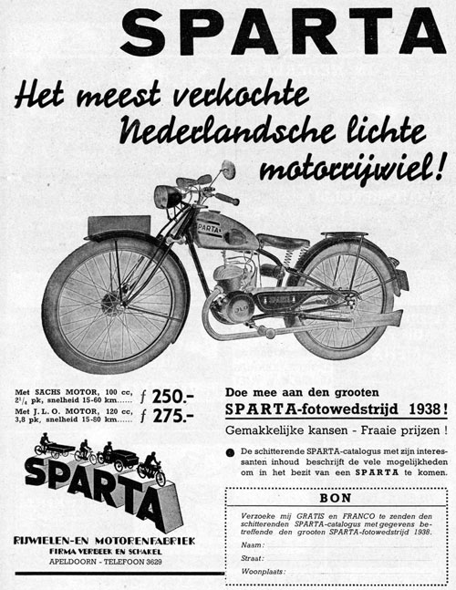 Sparta advertentie uit weekblad Motor, april 1938