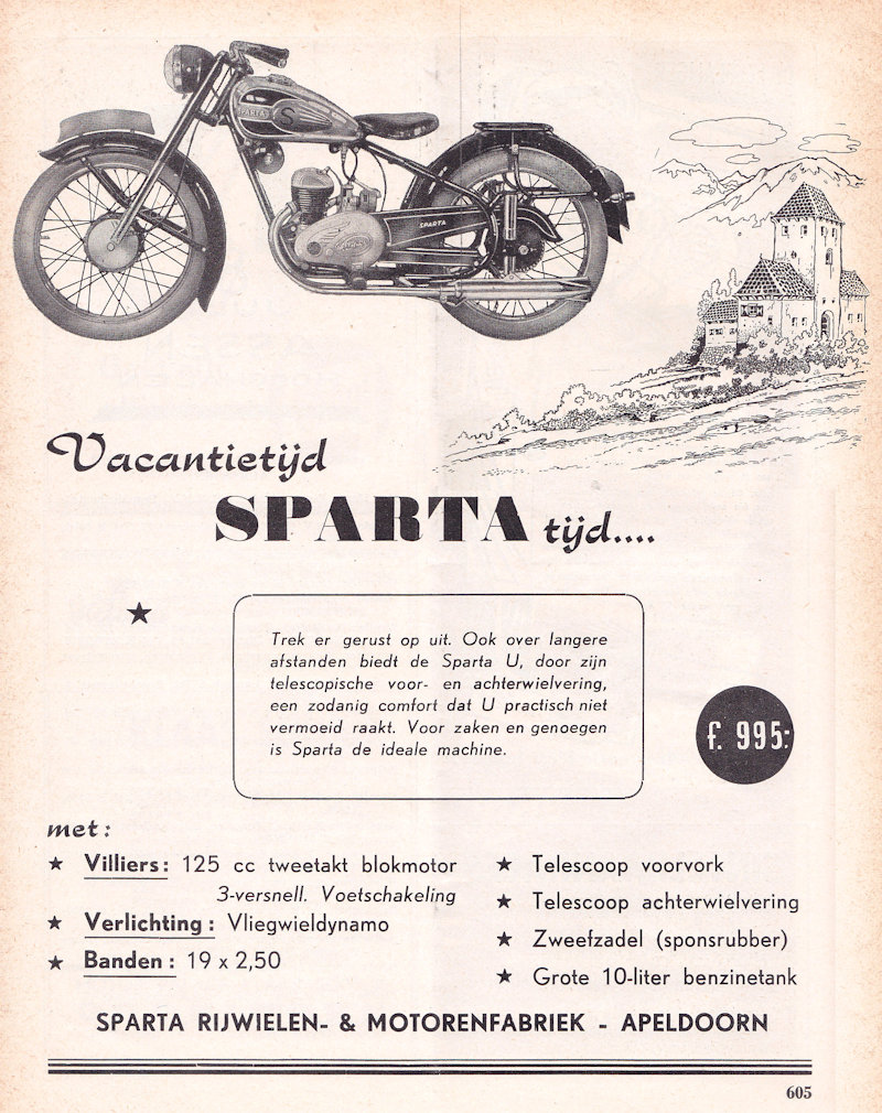 Sparta advertentie uit weekblad Motor, nr. 25 uit 1950