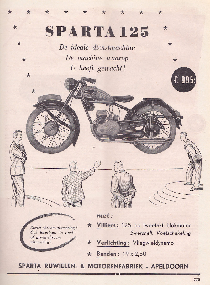 Sparta advertentie uit weekblad Motor, nr. 29 en 43 uit 1950