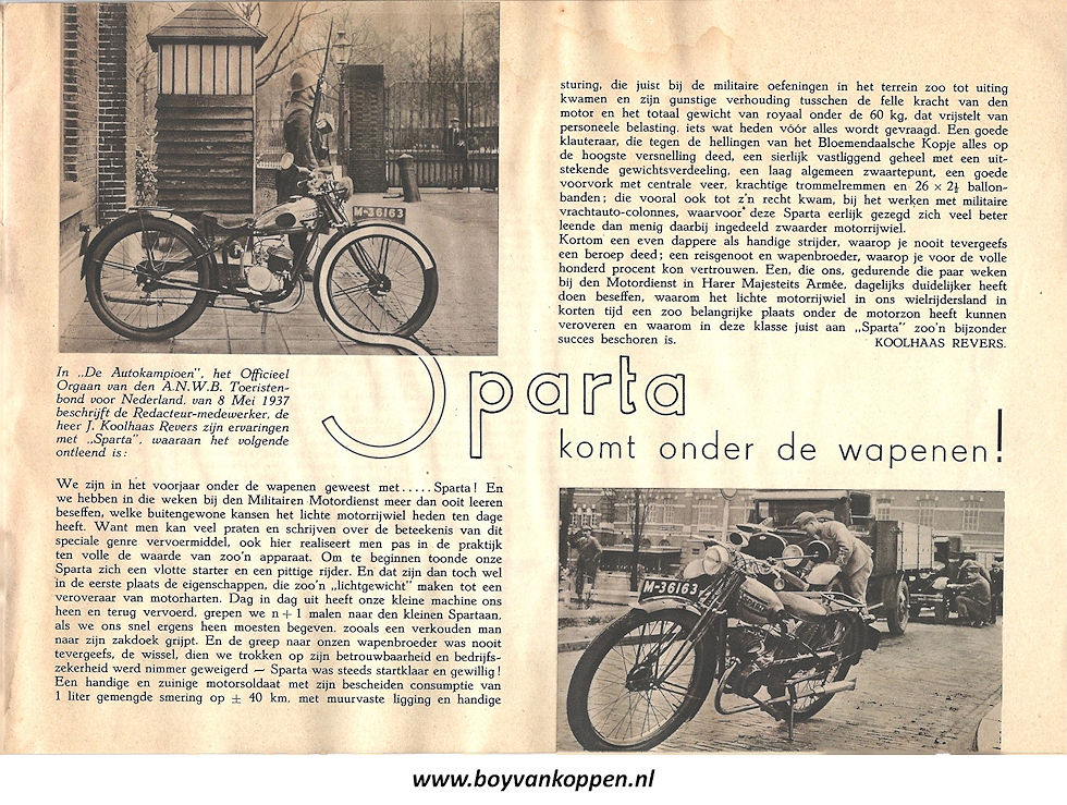 Sparta motorfietsen folder 1937