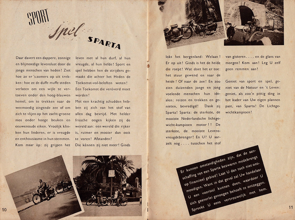 Sparta motorfietsen folder 1939