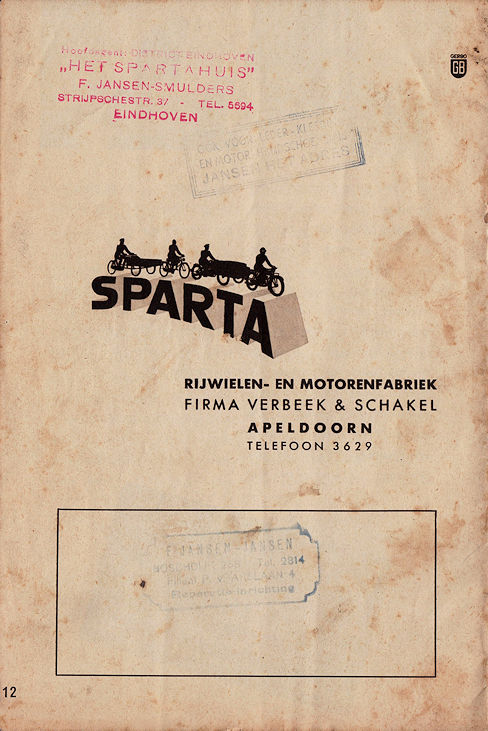 Sparta motorfietsen folder 1939