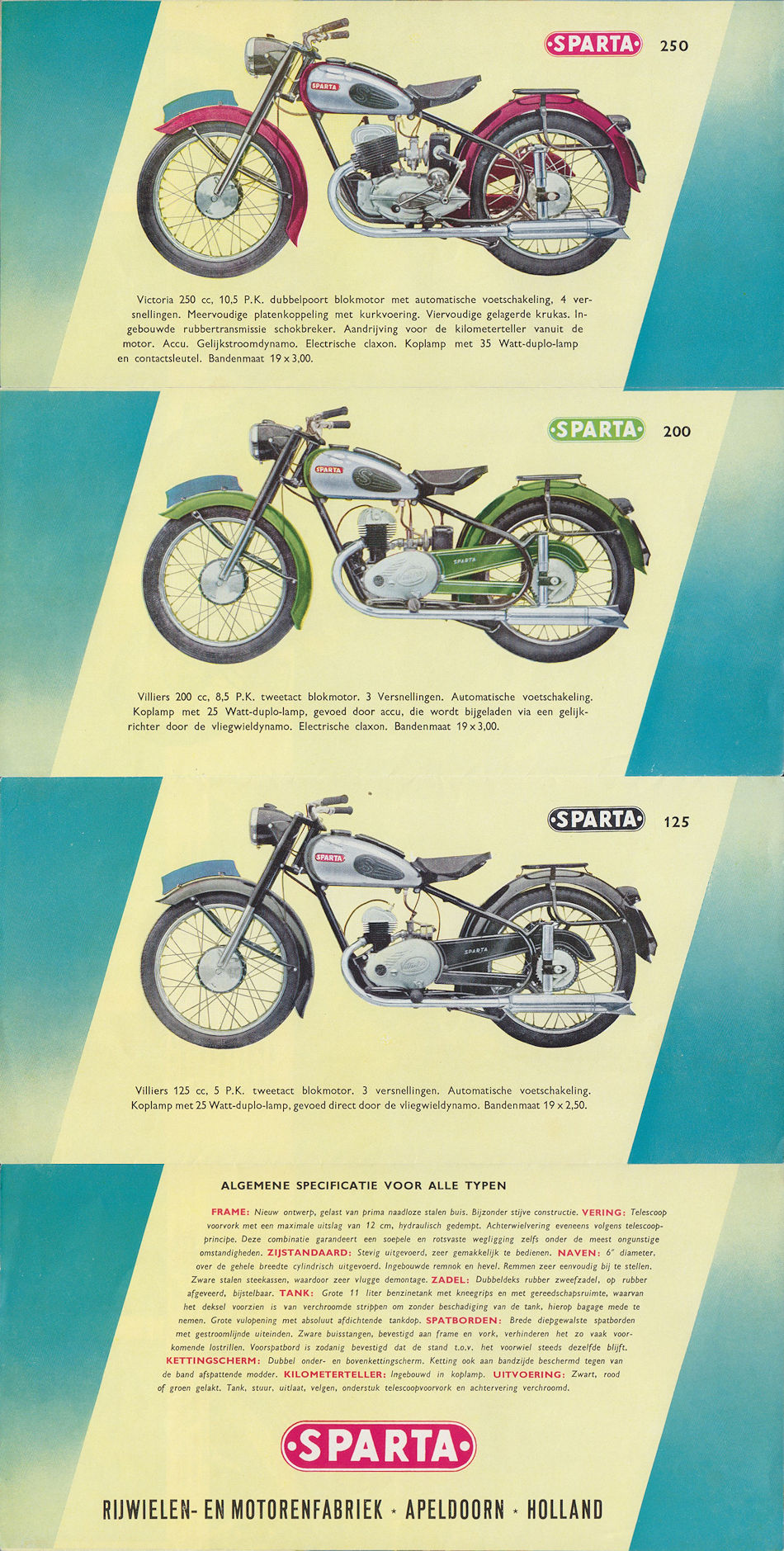 Sparta motorfietsen folder 1952