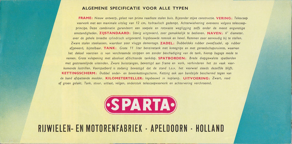 Sparta motorfietsen folder 1952